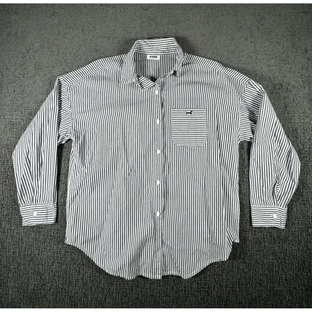 Pink by Victoria's Secret Striped Button Down Blouse Long‎ Sleeve Size XS